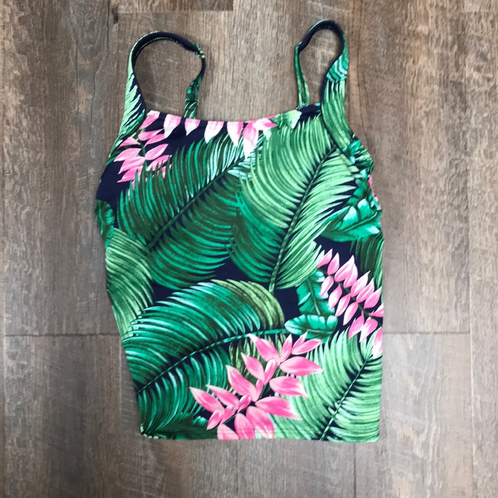 🌻 Lands' End ferns and floral Tankini Top size 2 EUC